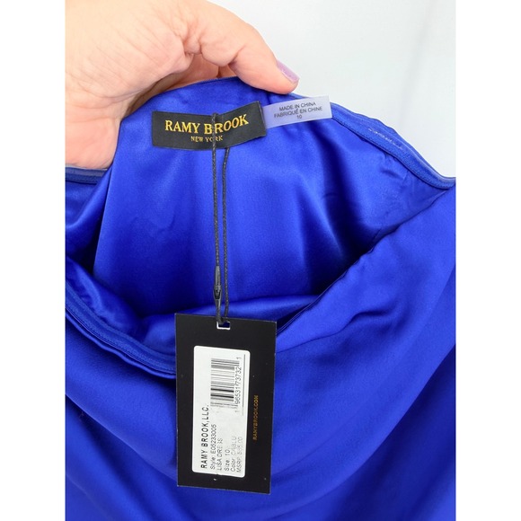 Ramy Brook Lisa Strapless Cowl Neck Draped Midi Dress Cobalt Blue Size 10 NEW - Picture 5 of 13